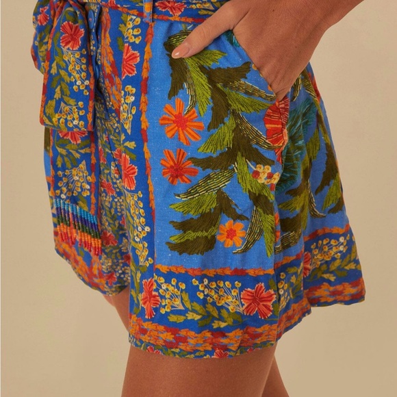 FARM Rio Blue and Orange Sundress Sleeveless Square Neck - Picture 3 of 6